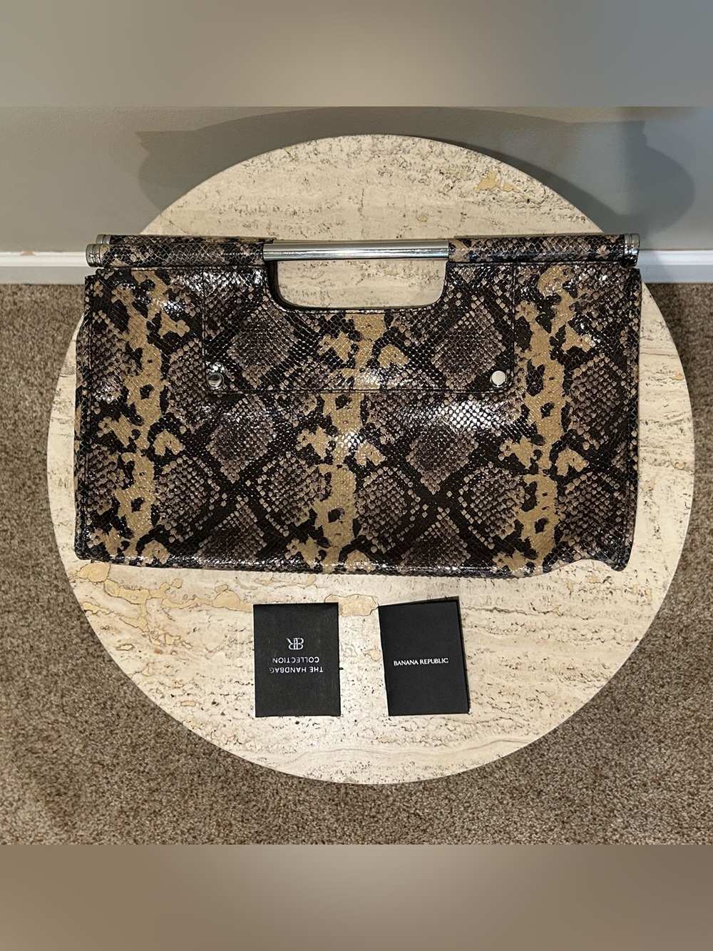 Banana Republic Bridgeport Oversized Snakeskin Leather Clutch - Picture 9 of 11